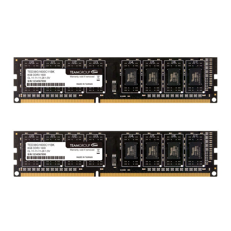 TEAMGROUP Elite DDR3 16GB Kit (2x8GB) 1600MHz (PC3-12800) CL11 Unbuffered Non-ECC 1.5V UDIMM 240 Pin PC Computer Desktop Memory Module Ram Upgrade - TED316G1600C11DC01 - Image 1